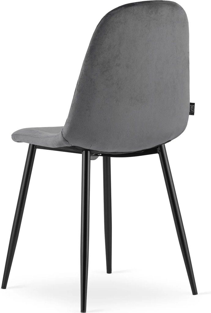 AKCIÓ Sötétszürke bársonyszék ASTI fekete lábakkal II. osztály