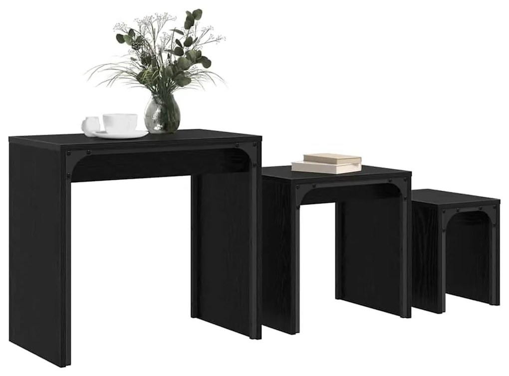 Fészkelt Kávézó Asztal 3 pcs Musta tammi 60 x 35 x 56 cm