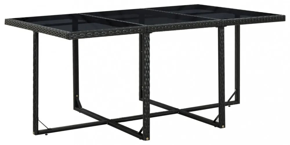 vidaXL 11-részes fekete polyrattan kültéri étkezőszett párnákkal