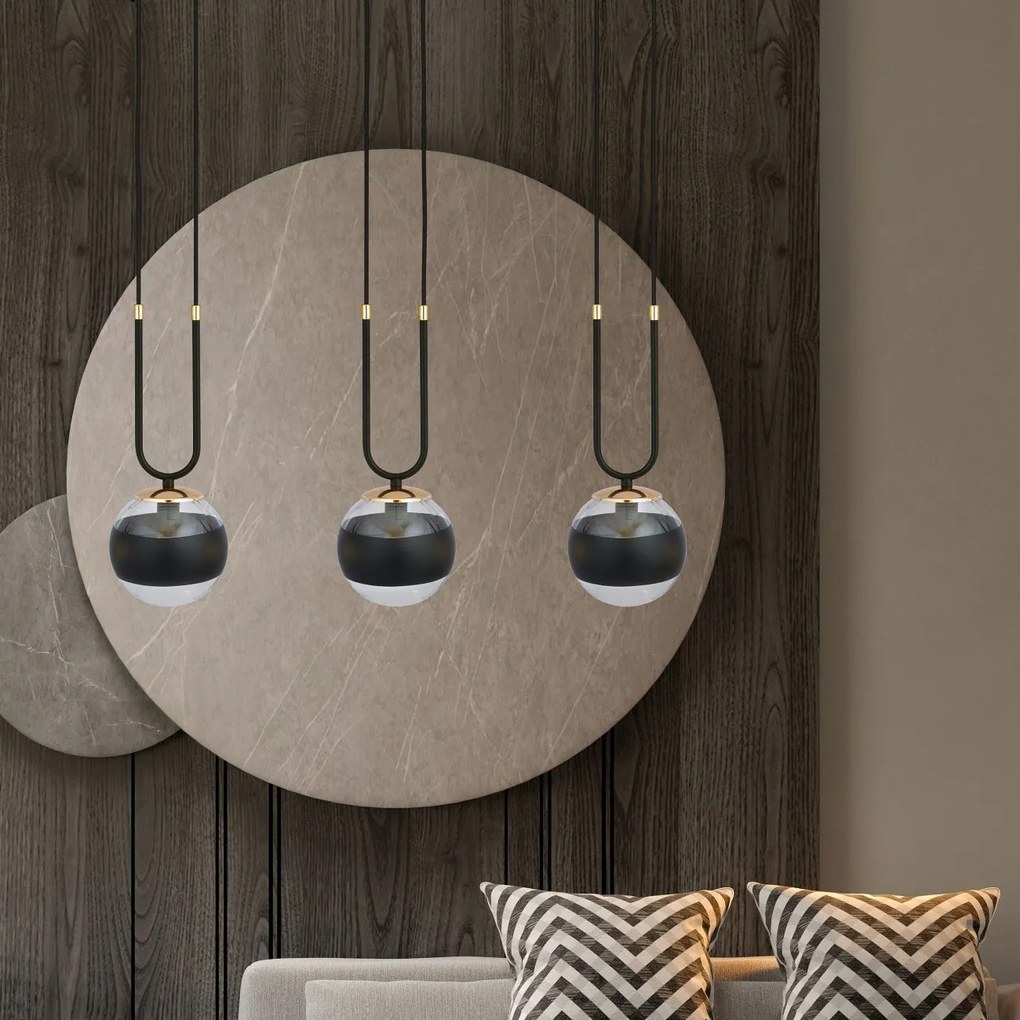 Emibig modern függeszték glam fekete átlátszó emi1113/3