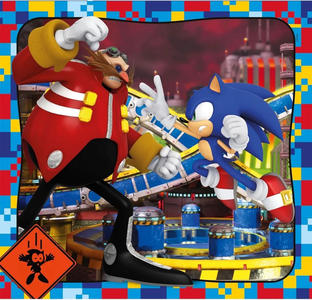 Sonic a sündisznó Doctor Eggman 3x48 db-os puzzle Clementoni
