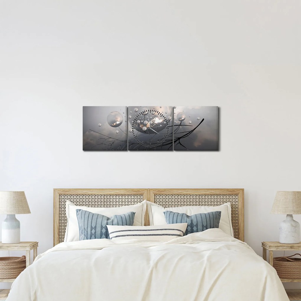 Absztrakt gömbök képe (órával) (90x30 cm)
