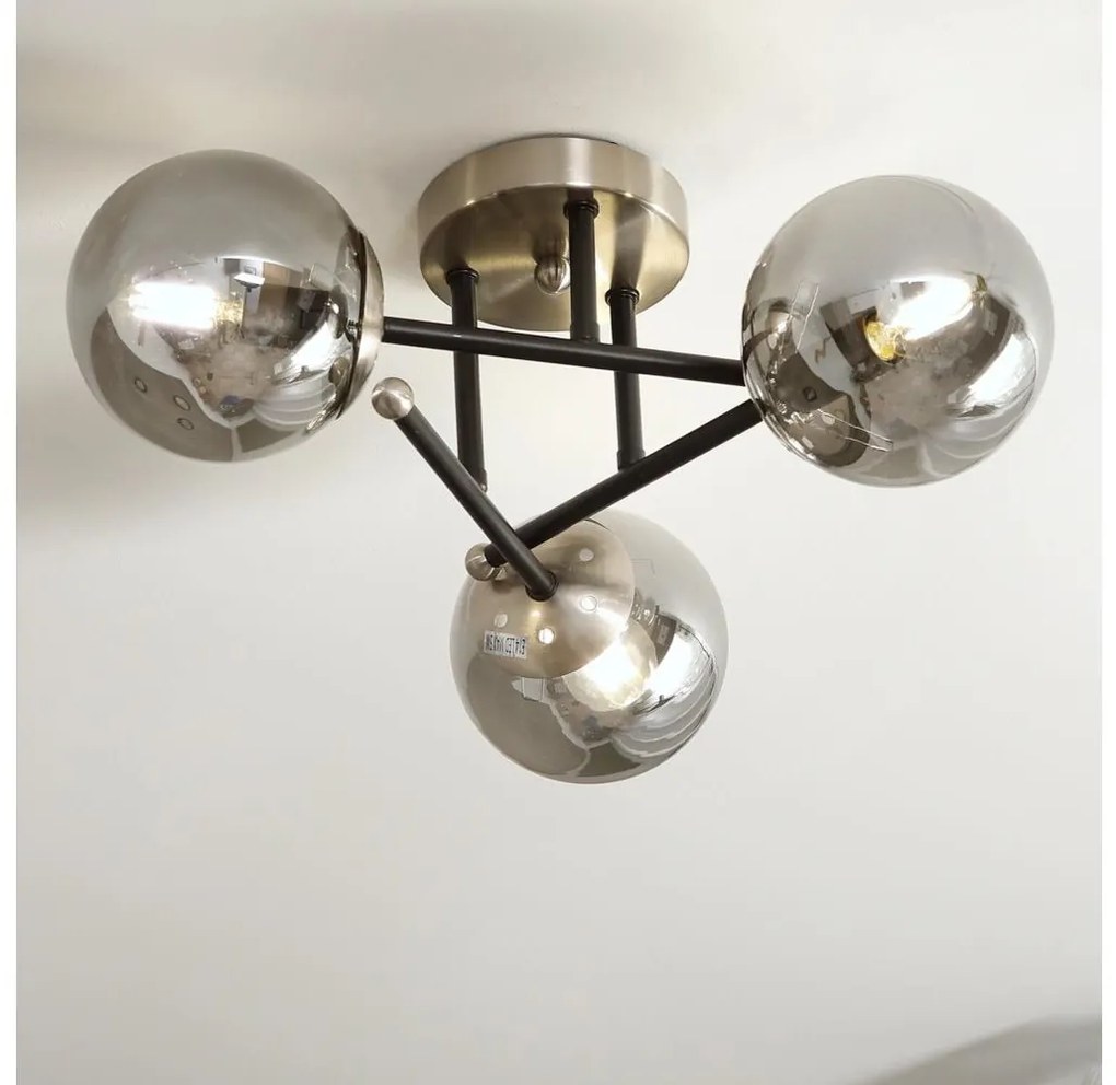 Brilagi - Felületre szerelt csillár MALIVA 3xE14/15W/230V matt króm/füstszínű