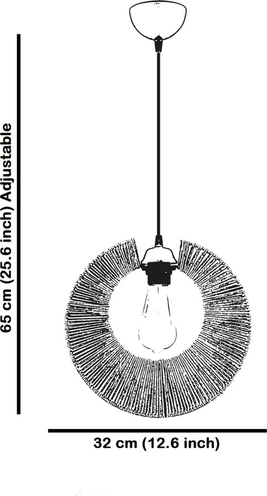 Kruh fém függőlámpa, fekete, 30 cm