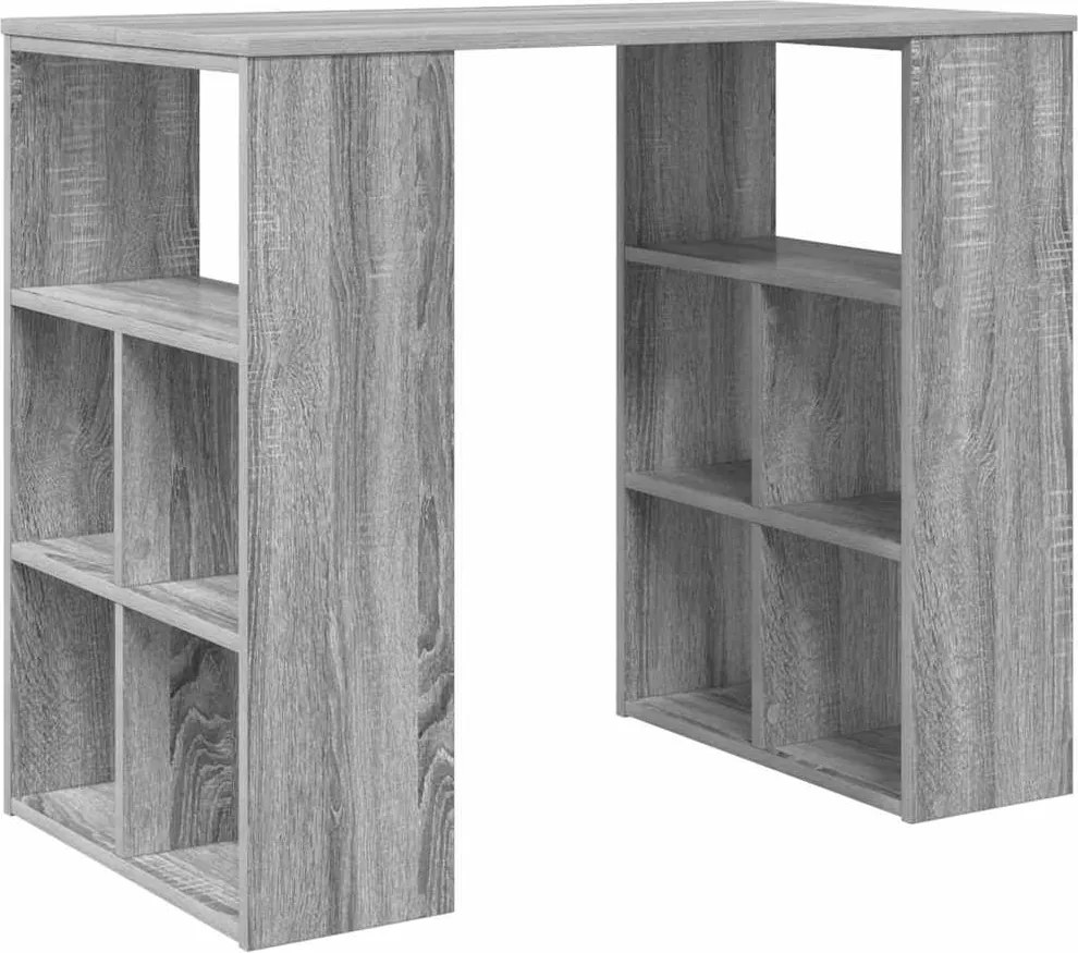vidaXL Asztal polcokkal Szürke Sonoma 90 x 50 x 75 cm Faanyag
