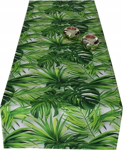 Dekorációs Futófelület asztalra 40x140 monstera zöld