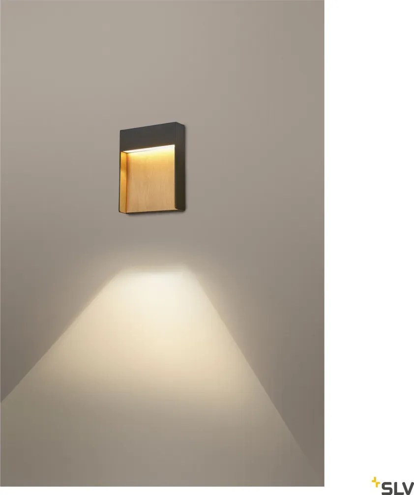 SLV 1002953 FLATT Modern Kültéri Fali Lámpa Antracit, Barna LED IP65
