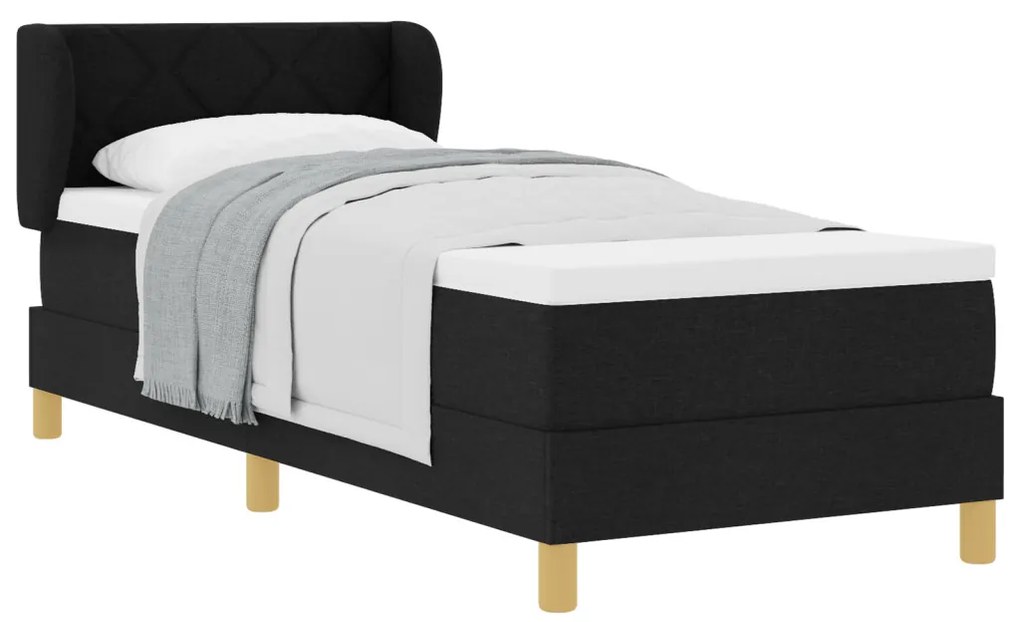 Boxspring Ágy Mattal Fekete 80x200 cm Textil