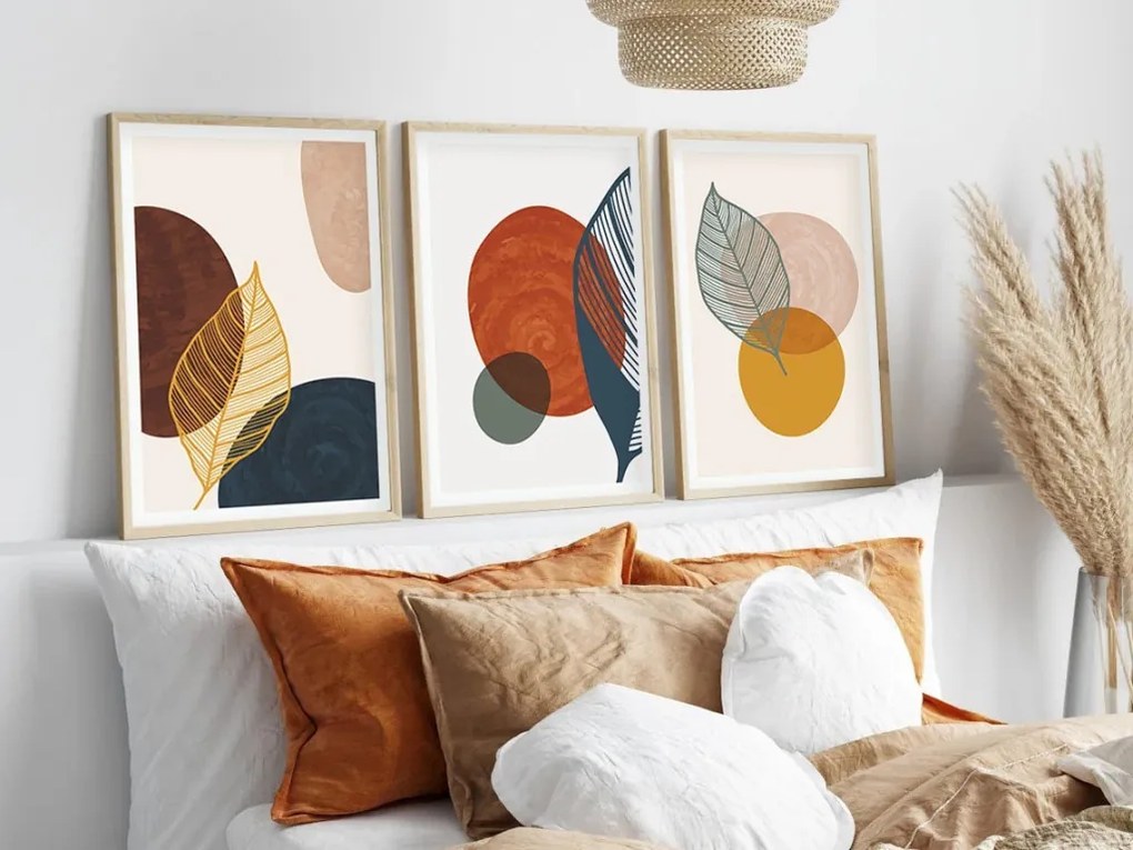 Huhu209 keretezett MDF falikép, 50 x 70 cm, 3 db-os szett