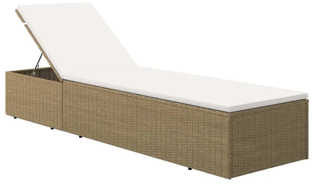 Barna és krémfehér polyrattan napozóágy