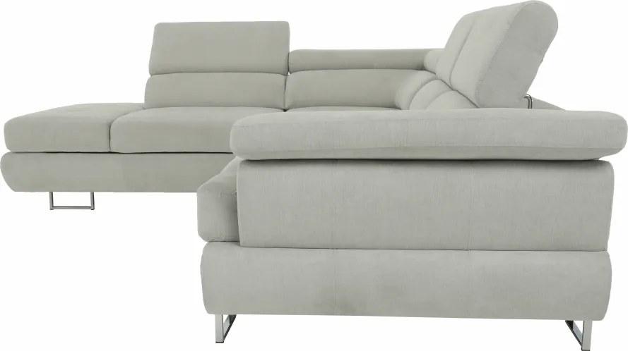 Ülőgarnitúra tárolóhellyel, világosszürke, szövet, balos, BUTON R