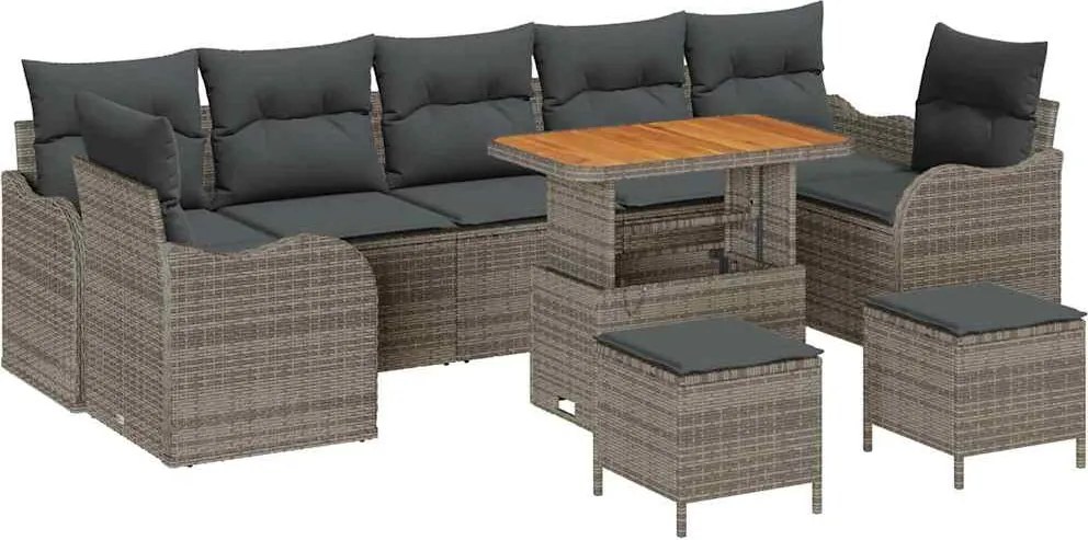 vidaXL Kerti Kanapé Szett párnával tárolóval párnával 10 pcs Szürke