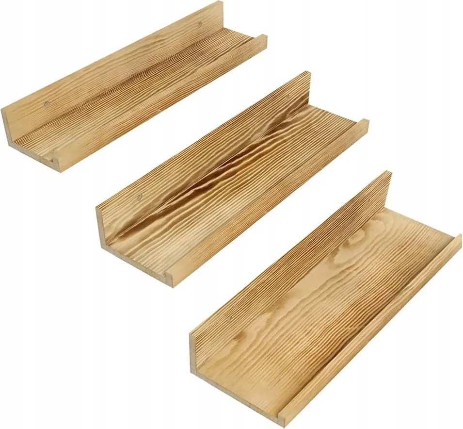 Fa polcok 3 db-os rusztikus fa polc szett 40cm