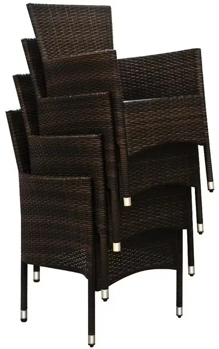 Casaria® Berlin 1+8 polyrattan kerti bútor szett - barna