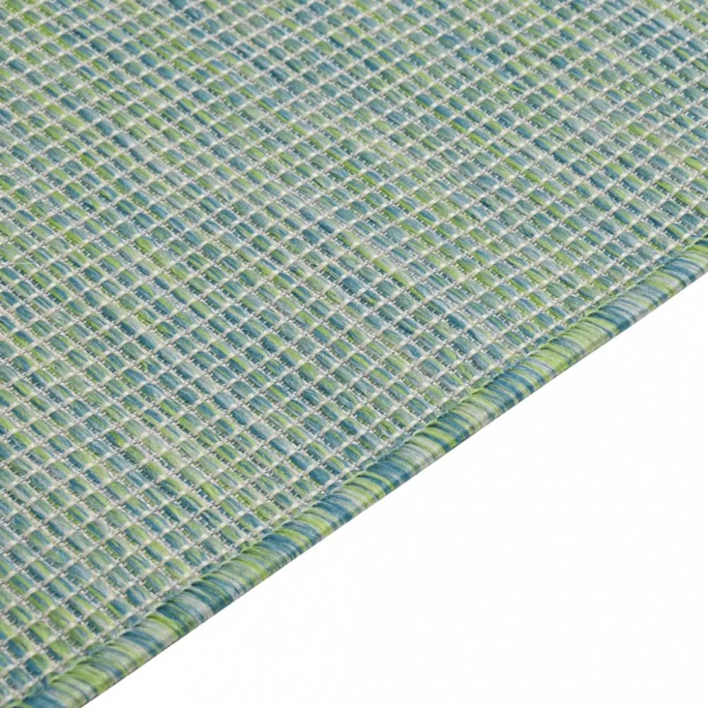 türkizkék lapos szövésű kültéri szőnyeg 80 x 250 cm