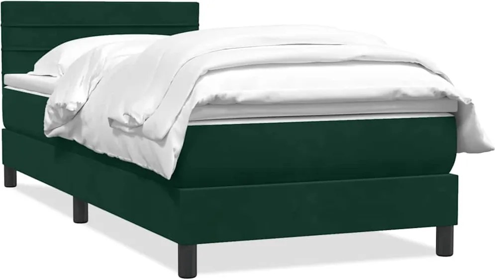 vidaXL sötétzöld bársony rugós ágy matraccal 80x220 cm