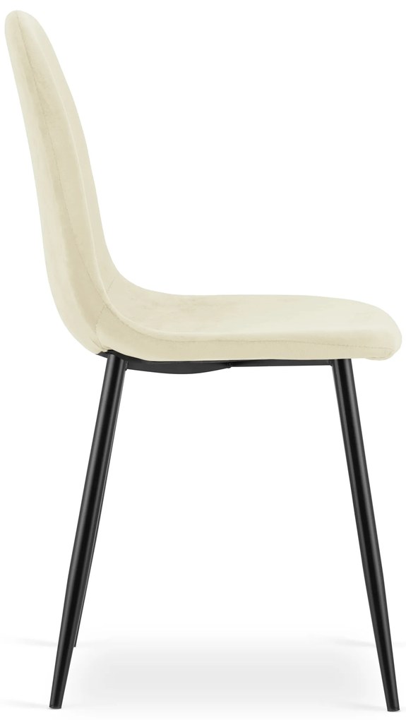 Bézs bársony szék COMO fekete lábakkal