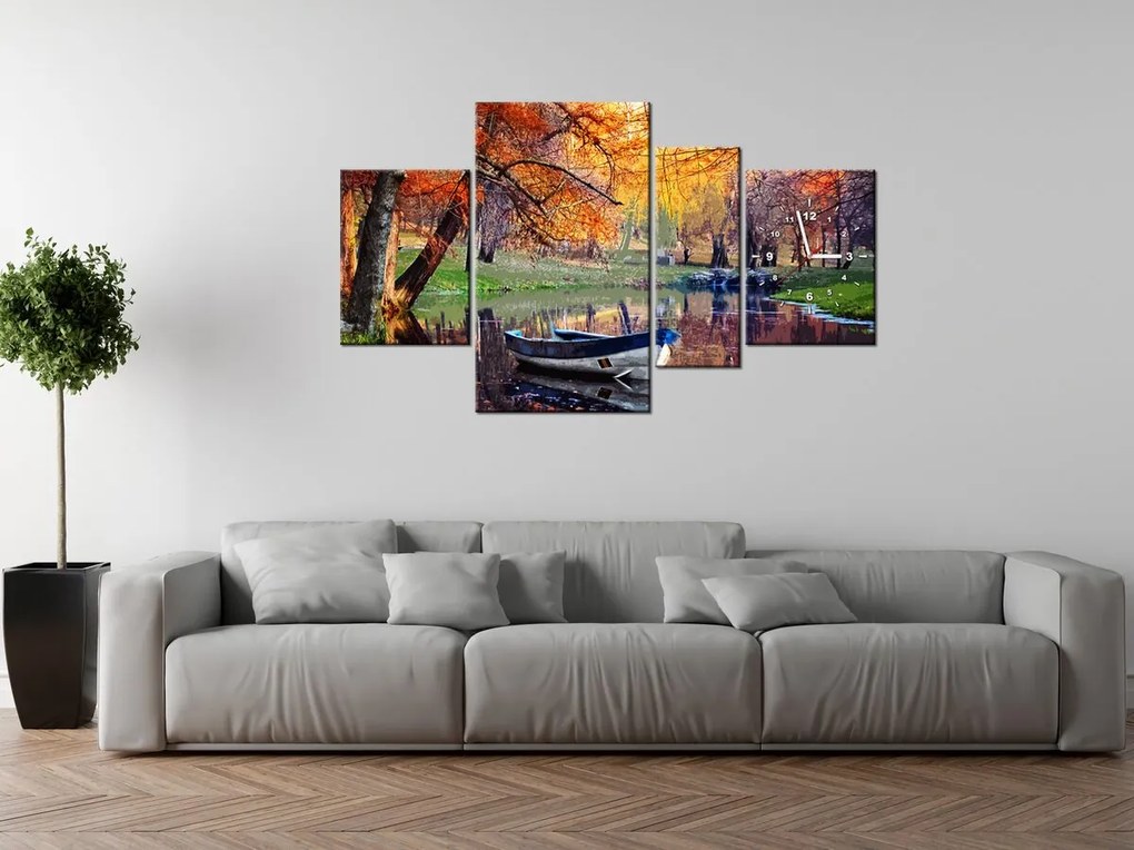 Gario Órás falikép Romantikus város a tónál - 4 részes Méret: 120 x 70 cm