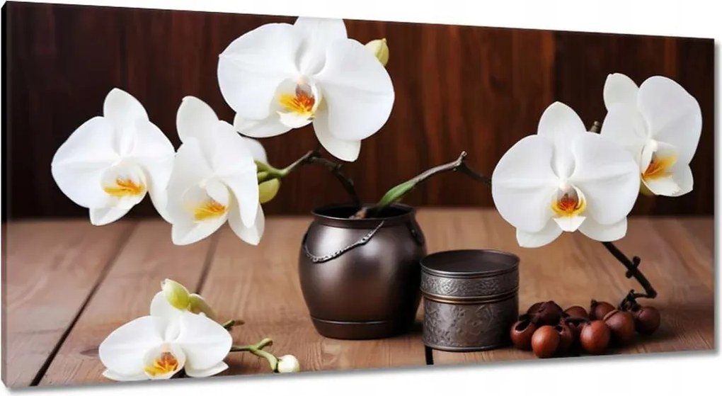 Vászonkép 115x55 Fehér orchideák