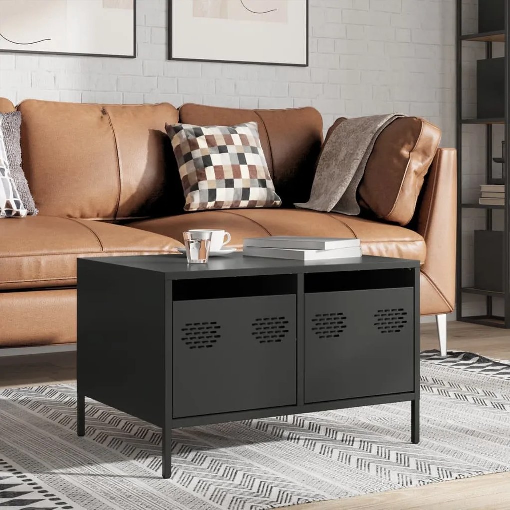 fekete hidegen hengerelt acél TV-szekrény 68 x 50 x 43,5 cm