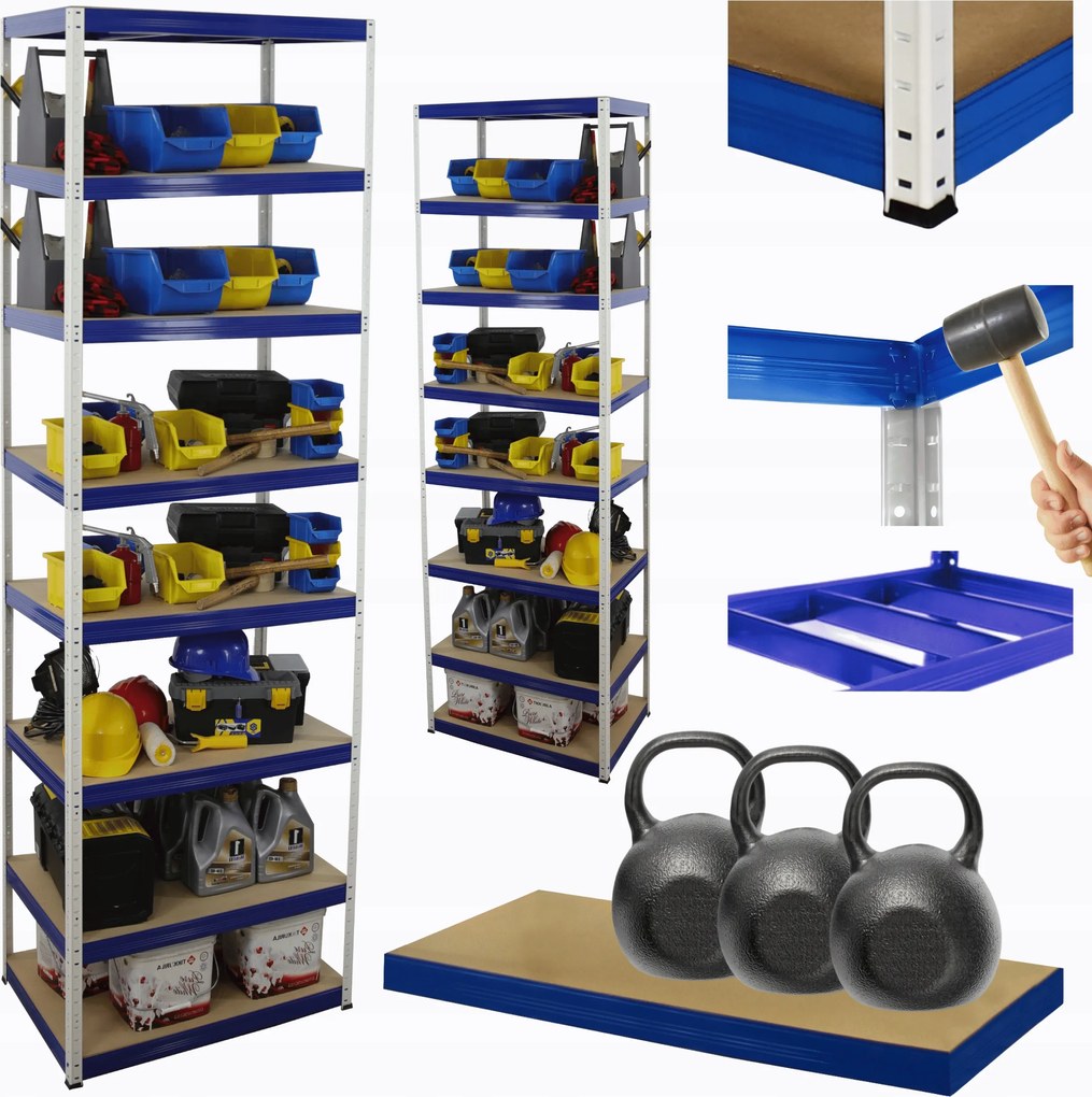 Tárolószekrény fém állvány Helios 270x75x30cm 8Px350kg Tömör Magas