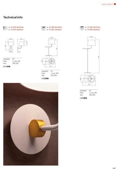 Redo 01-1980 - Asztali lámpa MORRIS 1xE27/42W/230V fehér