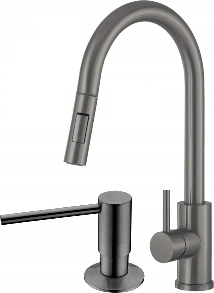 Konyhai csaptelep Gun Grey Szürke Acél kifolyócső Ww adagoló