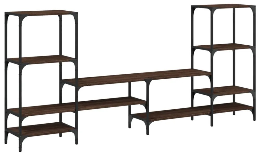 barna tölgy színű szerelt fa TV-szekrény 206,5x28,5x95 cm