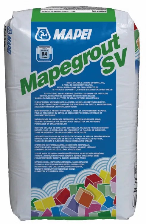 Mapegrout SV szürke súlyosan sérült betonszerkezetek nagyon folyós javító habarcs