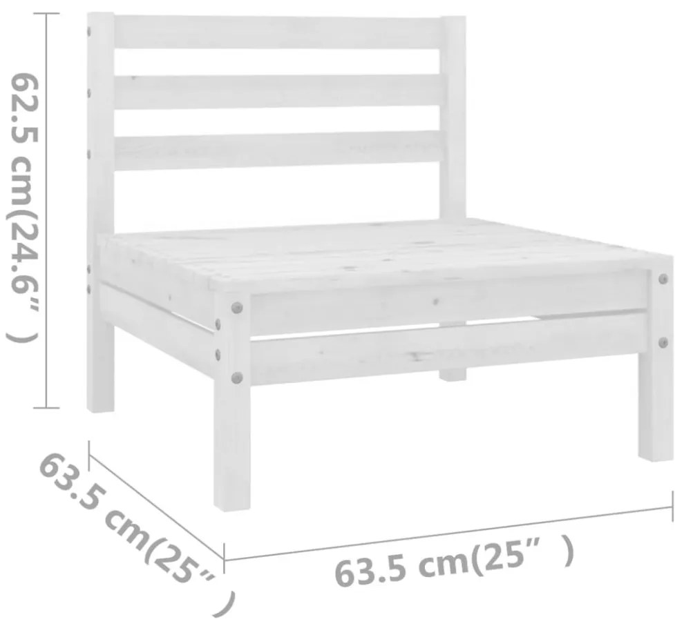 11 részes fehér tömör fenyőfa kerti bútorgarnitúra