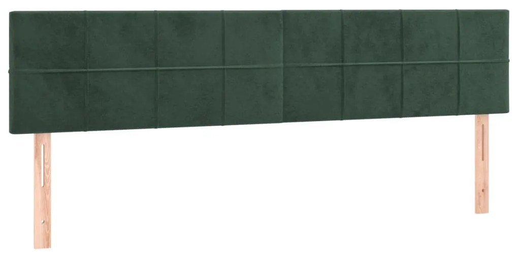 sötétzöld bársony rugós ágy matraccal 200x200 cm