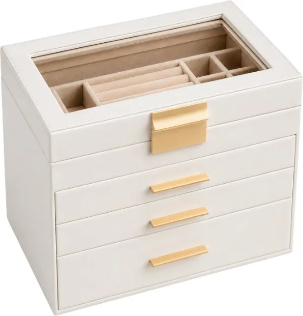 Ékszerdoboz ELEGANT CASE 25,1x21,5x15,3 cm műbőr, bézs
