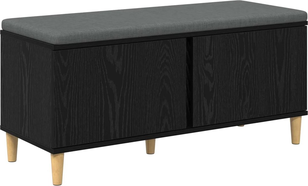 vidaXL Előtér pad Fekete Tölgy 100 x 38 x 46 cm Műanyag Fa és Szövet
