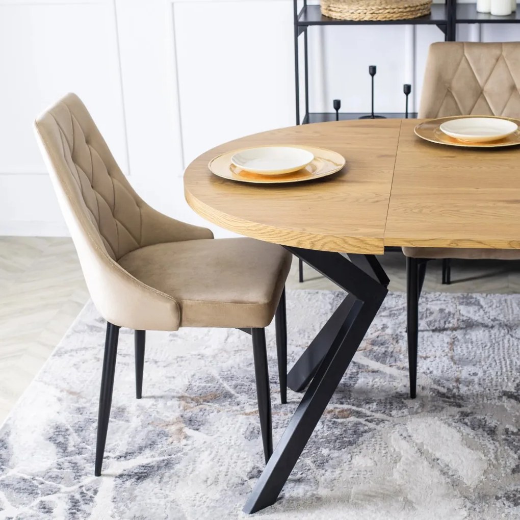 Stół LUKAS Rozkładany 100-250 cm Dąb Złoty/Czarny