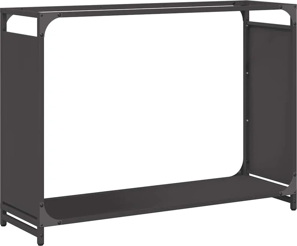 vidaXL fekete hidegen hengerelt acél tűzifatároló 90x28x65 cm