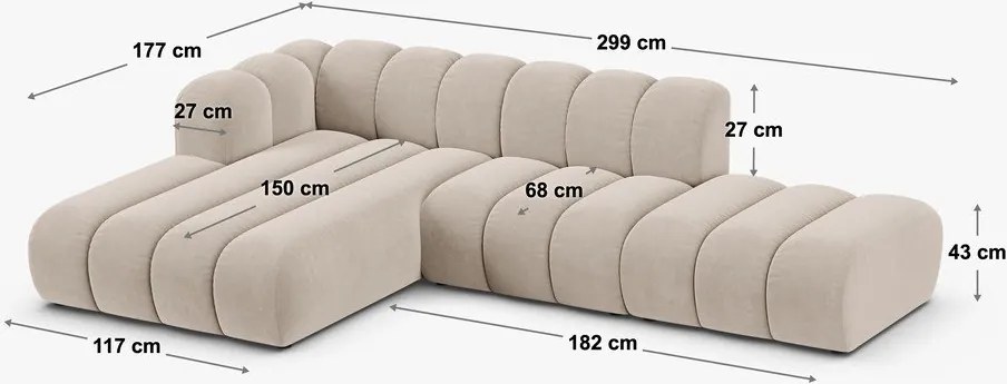 Antracitszürke sarokkanapé (bal oldali) Lupine – Micadoni Home