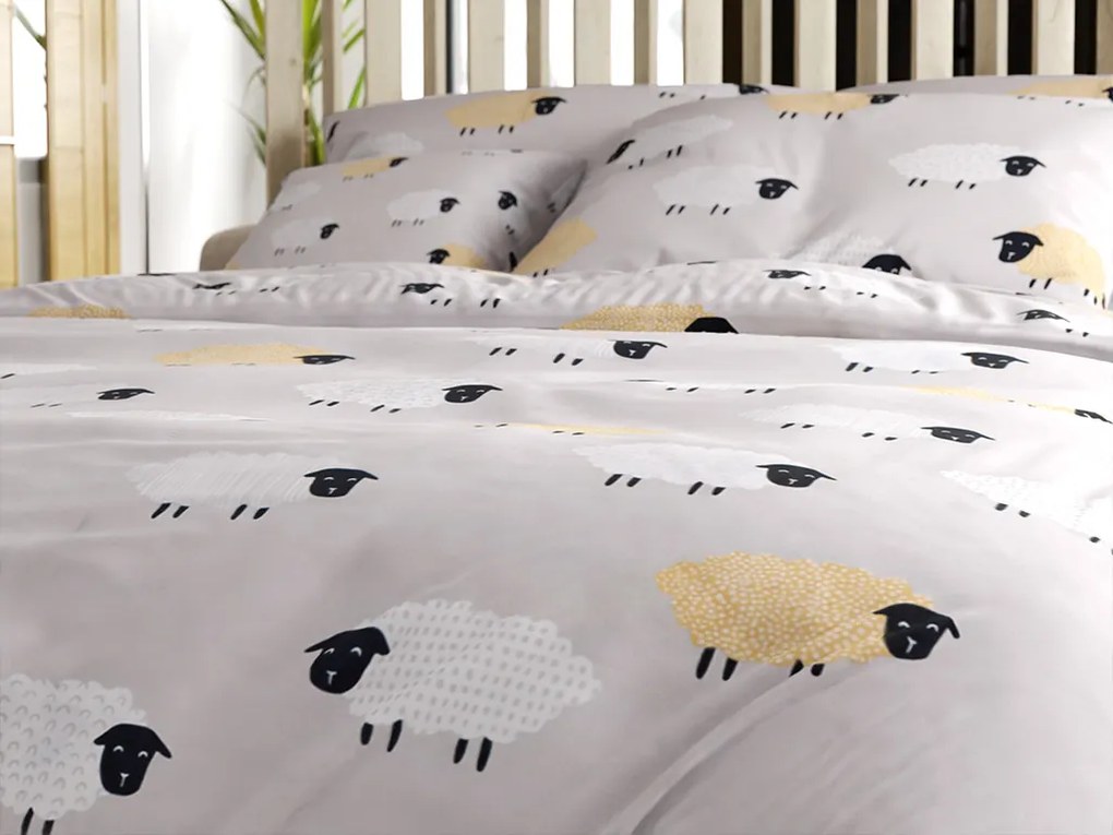 Mikroszálas ágynemű SHEEP DREAM szürke Ágyneműhuzat mérete: 70 x 90 cm | 140 x 200 cm