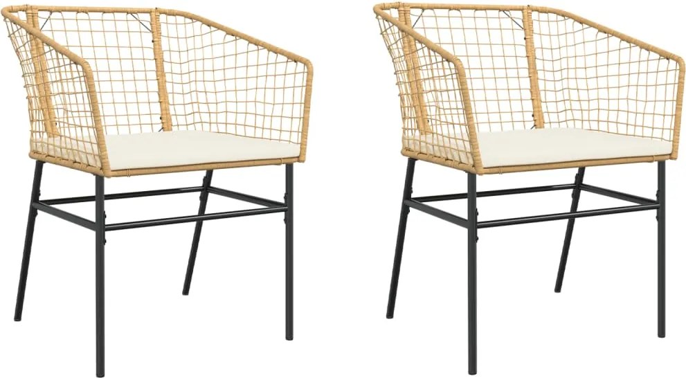 vidaXL 2 db barna polyrattan kerti szék párnákkal