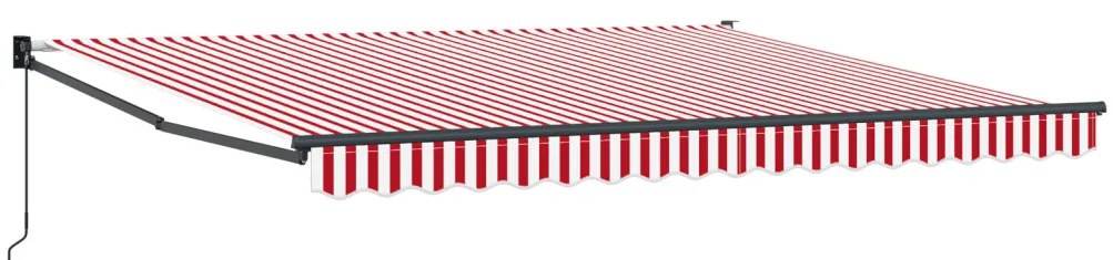 Manuális Behúzható Napellenző Piros és Fehér Csík 400x300 cm