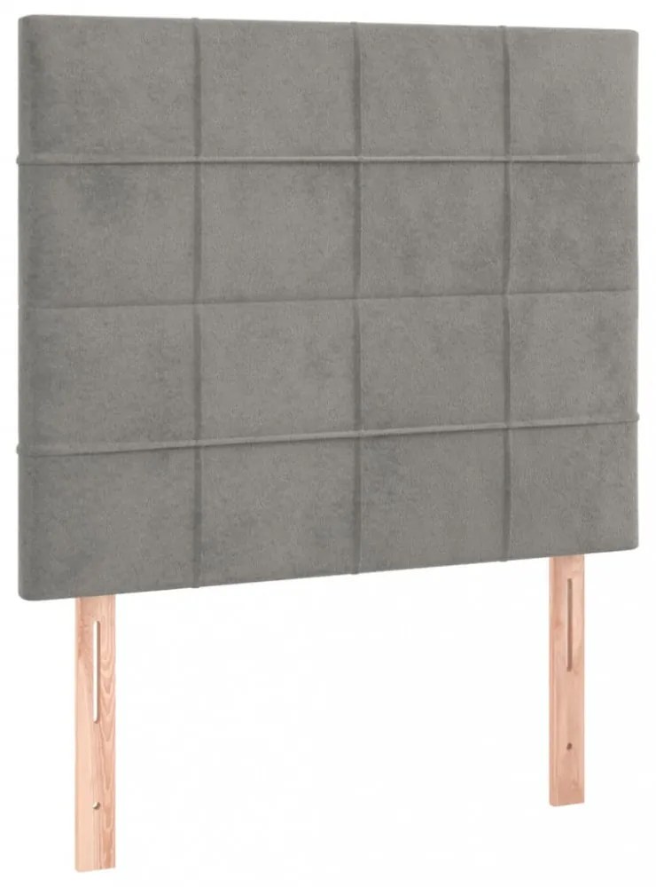világosszürke bársony LED-es fejtámla 100x5x118/128 cm