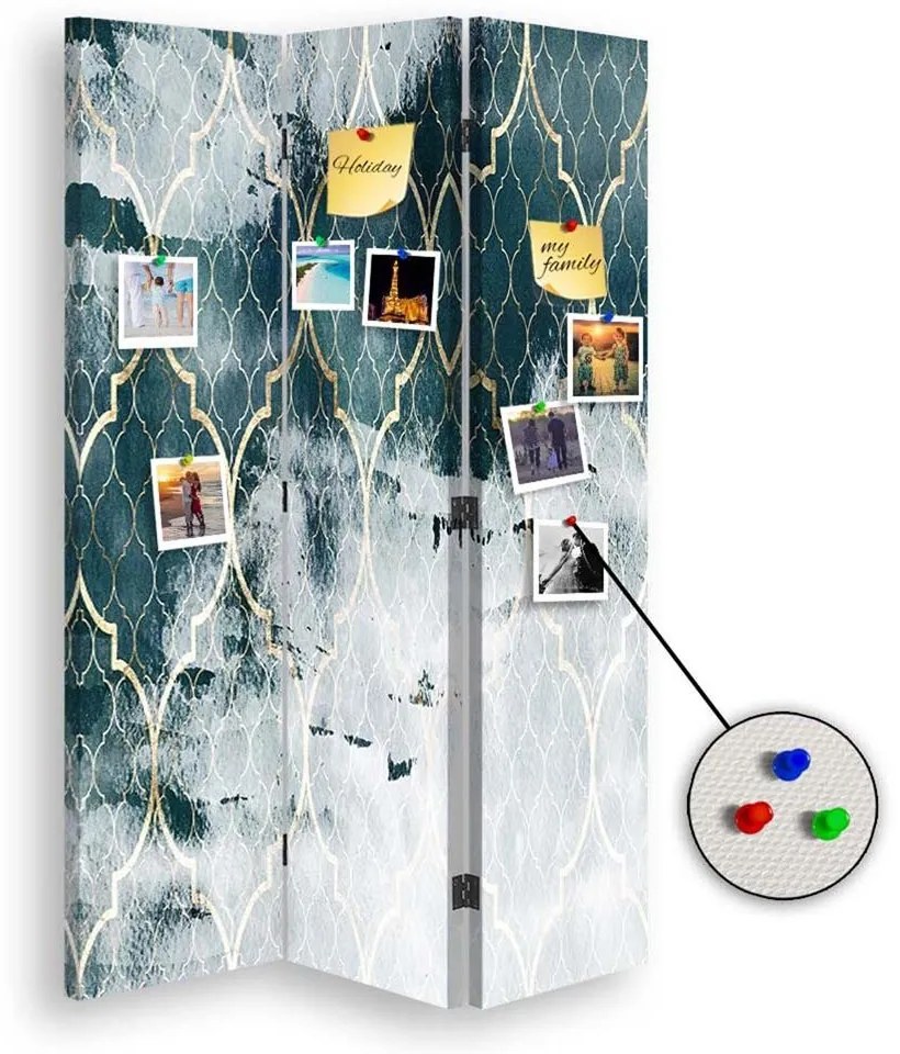 Gario Paraván Marokkói lóhere türkizkék színben Méret: 145 x 170 cm, Kivitelezés: Parafa paraván