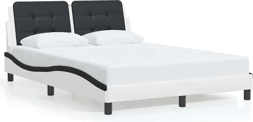 vidaXL fehér és fekete műbőr ágykeret matrac nélkül Zadar 140 x 200 cm