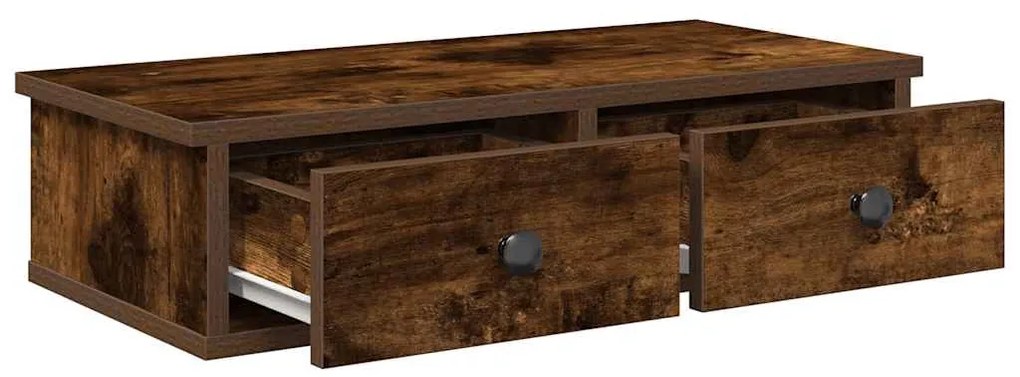 Falipolc fiókokkal füstölt tölgy 60x28x15 cm műszaki fa