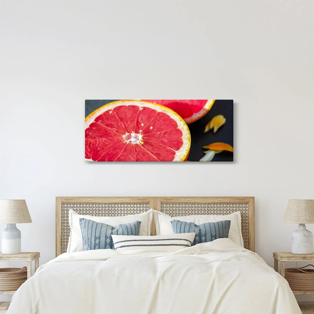 Szeletelt grapefruit képe (120x50 cm)