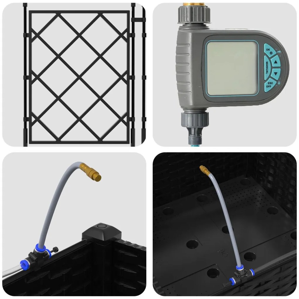 Kerti ültetők Fekete 40 x 40 x 126 cm Acél