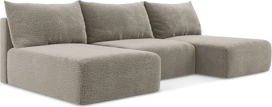 Bézs kinyitható-tárolóhelyes sarokkanapé Kalena – Makamii