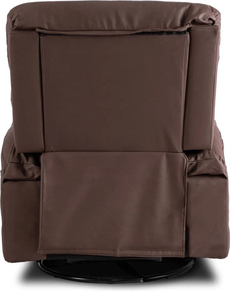 Masszírozós, hintafunkciós dönthető fotel barna színben, műbőr kárpittal BRUCE
