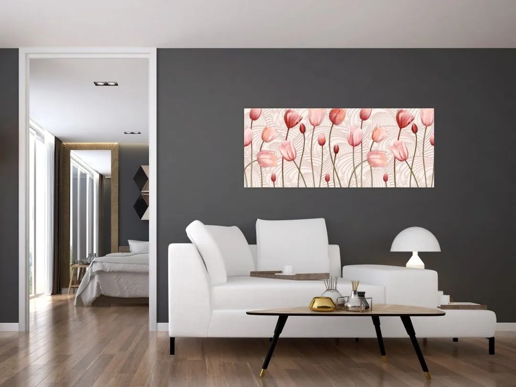 Kép - rózsaszín tulipán (120x50 cm)