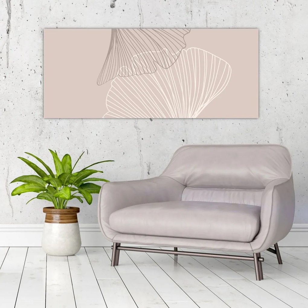 Kép - Bézs színű levelek N⁰2 (120x50 cm)