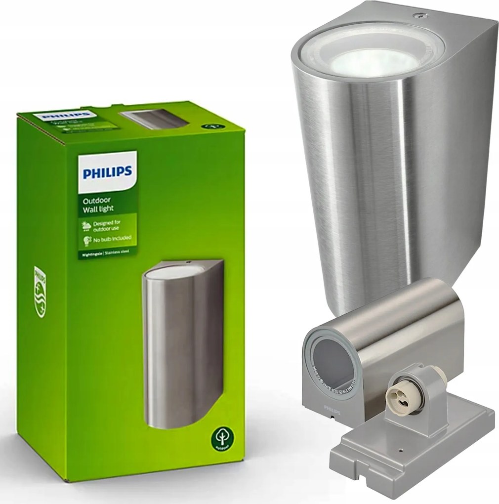 Kerti fali lámpa Kültéri homlokzati lámpa 2x GU10 IP44 Szürke Philips